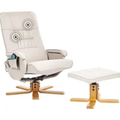 Leen Bakker RELAXPRO - Relaxfauteuil met voetenbank - Lichtbeige - Kunstleer