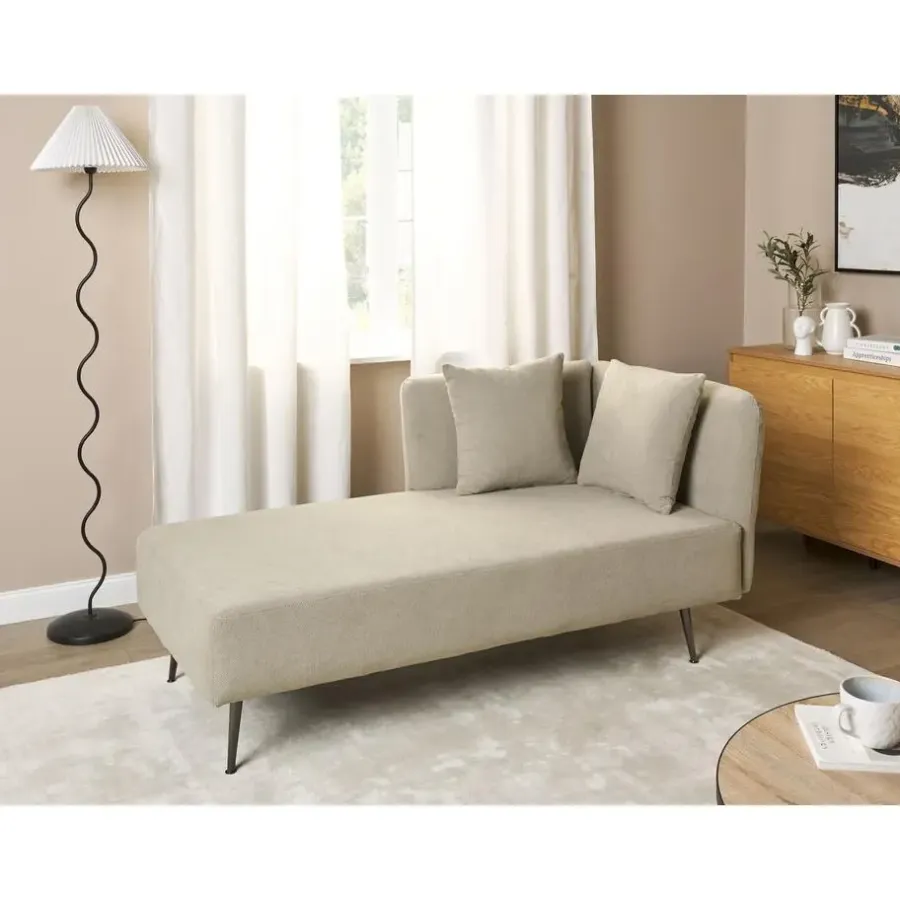 Loveseats-Beliani RIOM - Chaise longue - Beige - Rechtszijdig - Stof