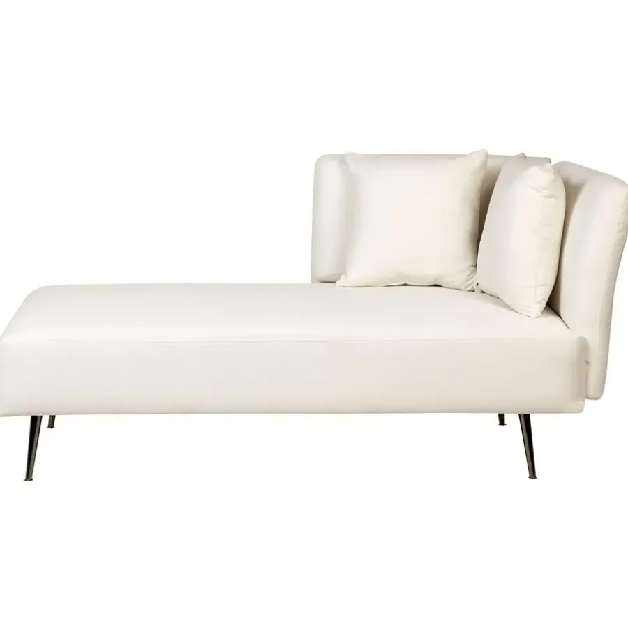 Beliani RIOM - Chaise longue - Wit - Rechtszijdig - Stof