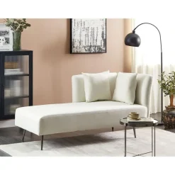 Beliani RIOM - Chaise longue - Wit - Rechtszijdig - Stof