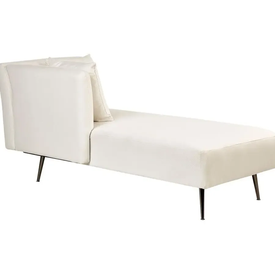 Beliani RIOM - Chaise longue - Wit - Rechtszijdig - Stof