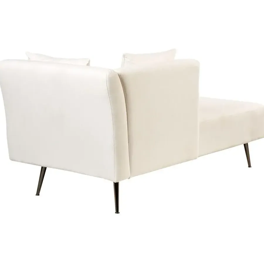 Beliani RIOM - Chaise longue - Wit - Rechtszijdig - Stof