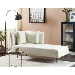 Beliani RIOM - Chaise longue - Wit - Linkszijdig - Stof