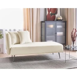 Beliani RIOM - Chaise longue - Wit - Linkszijdig - Bouclé