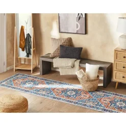 Beliani RITAPURAM - Laagpolig vloerkleed - Blauw - 80 x 300 cm - Polyester
