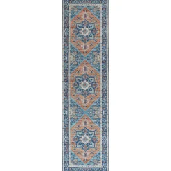 Beliani RITAPURAM - Laagpolig vloerkleed - Blauw - 80 x 300 cm - Polyester