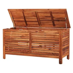Kussenboxen-Beliani RIVIERA - Kussenbox - Donkere houtkleur - 130 cm - Acaciahout