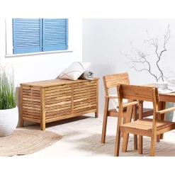 Beliani RIVIERA - Kussenbox - Lichte houtkleur - 130 cm - Acaciahout