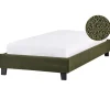 1-Persoons Bedden-Beliani ROANNE - Eenpersoonsbed - Donkergroen - 90 x 200 cm - Bouclé