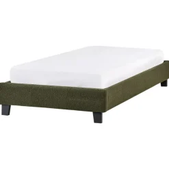 1-Persoons Bedden-Beliani ROANNE - Eenpersoonsbed - Donkergroen - 90 x 200 cm - Bouclé