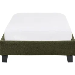 1-Persoons Bedden-Beliani ROANNE - Eenpersoonsbed - Donkergroen - 90 x 200 cm - Bouclé