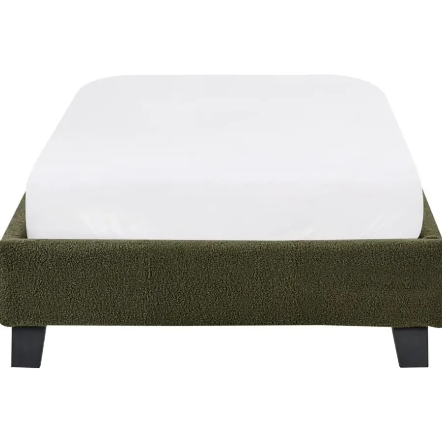 1-Persoons Bedden-Beliani ROANNE - Eenpersoonsbed - Donkergroen - 90 x 200 cm - Bouclé