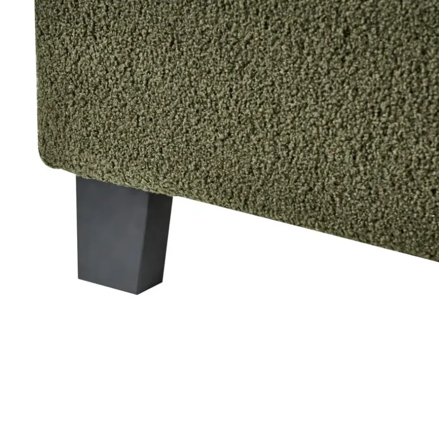 1-Persoons Bedden-Beliani ROANNE - Eenpersoonsbed - Donkergroen - 90 x 200 cm - Bouclé
