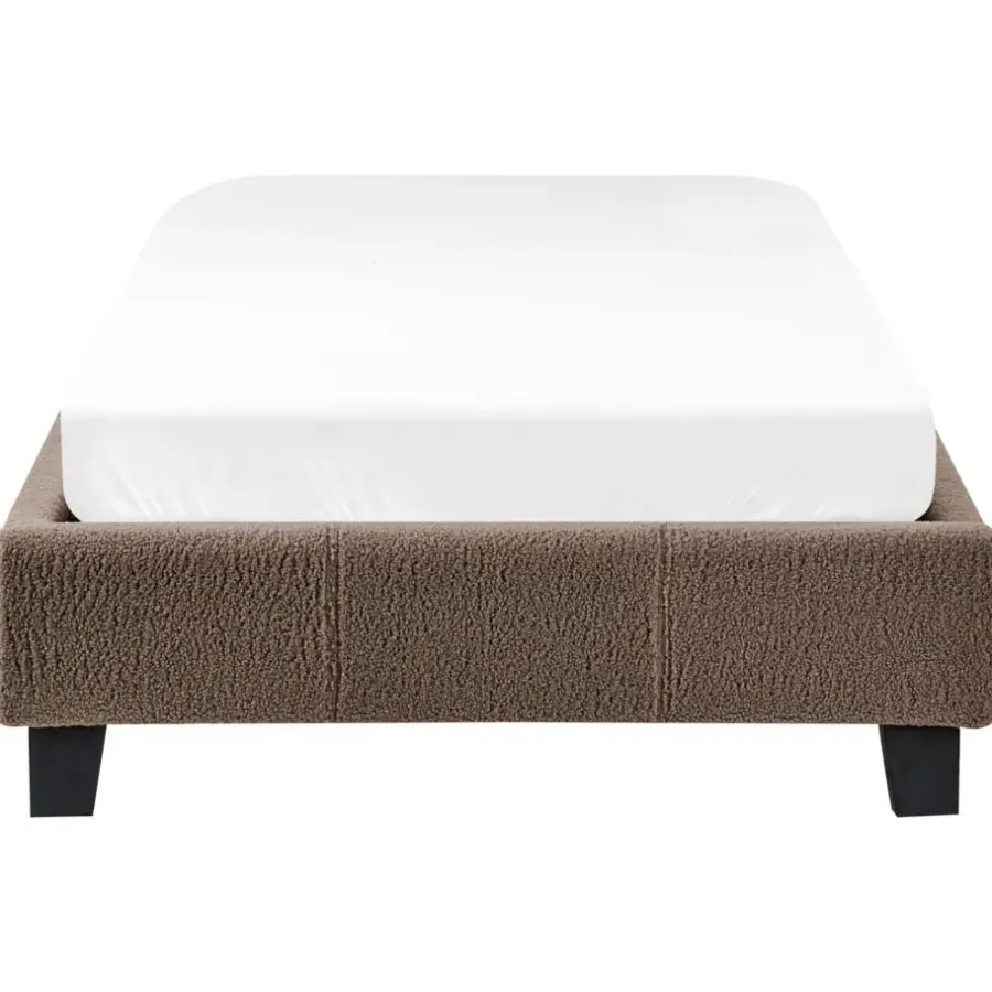 Beliani ROANNE - Eenpersoonsbed - Taupe - 90 x 200 cm - Bouclé