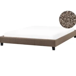 2-Persoons Bedden-Beliani ROANNE - Tweepersoonsbed - Taupe - 180 x 200 cm - Bouclé