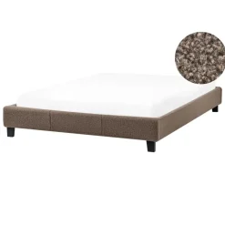 Twijfelaars-Beliani ROANNE - Tweepersoonsbed - Taupe - 140 x 200 cm - Bouclé