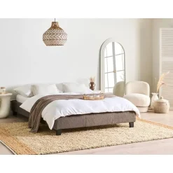 Twijfelaars-Beliani ROANNE - Tweepersoonsbed - Taupe - 140 x 200 cm - Bouclé
