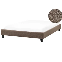Twijfelaars-Beliani ROANNE - Tweepersoonsbed - Taupe - 140 x 200 cm - Bouclé