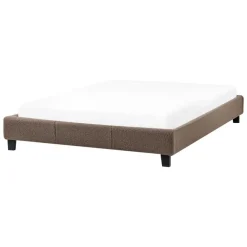 Twijfelaars-Beliani ROANNE - Tweepersoonsbed - Taupe - 140 x 200 cm - Bouclé