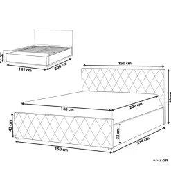Twijfelaars-Beliani ROCHEFORT - Bed met opbergruimte - Grijs - 140 x 200 cm - Fluweel