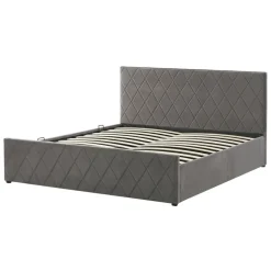 Twijfelaars-Beliani ROCHEFORT - Bed met opbergruimte - Grijs - 140 x 200 cm - Fluweel