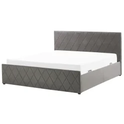 Twijfelaars-Beliani ROCHEFORT - Bed met opbergruimte - Grijs - 140 x 200 cm - Fluweel
