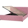 2-Persoons Bedden-Beliani ROCHEFORT - Tweepersoonsbed - Roze - 160 x 200 cm - Fluweel