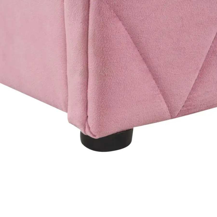 2-Persoons Bedden-Beliani ROCHEFORT - Tweepersoonsbed - Roze - 160 x 200 cm - Fluweel