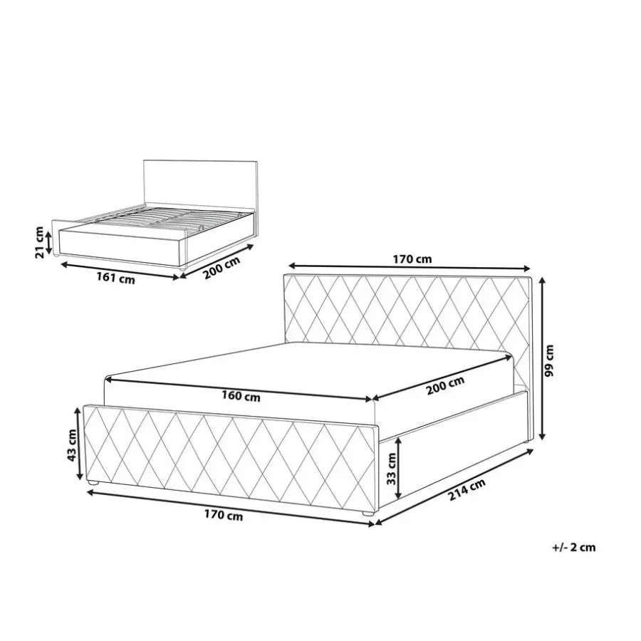 2-Persoons Bedden-Beliani ROCHEFORT - Tweepersoonsbed - Roze - 160 x 200 cm - Fluweel