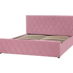 2-Persoons Bedden-Beliani ROCHEFORT - Tweepersoonsbed - Roze - 160 x 200 cm - Fluweel