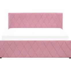 2-Persoons Bedden-Beliani ROCHEFORT - Tweepersoonsbed - Roze - 160 x 200 cm - Fluweel