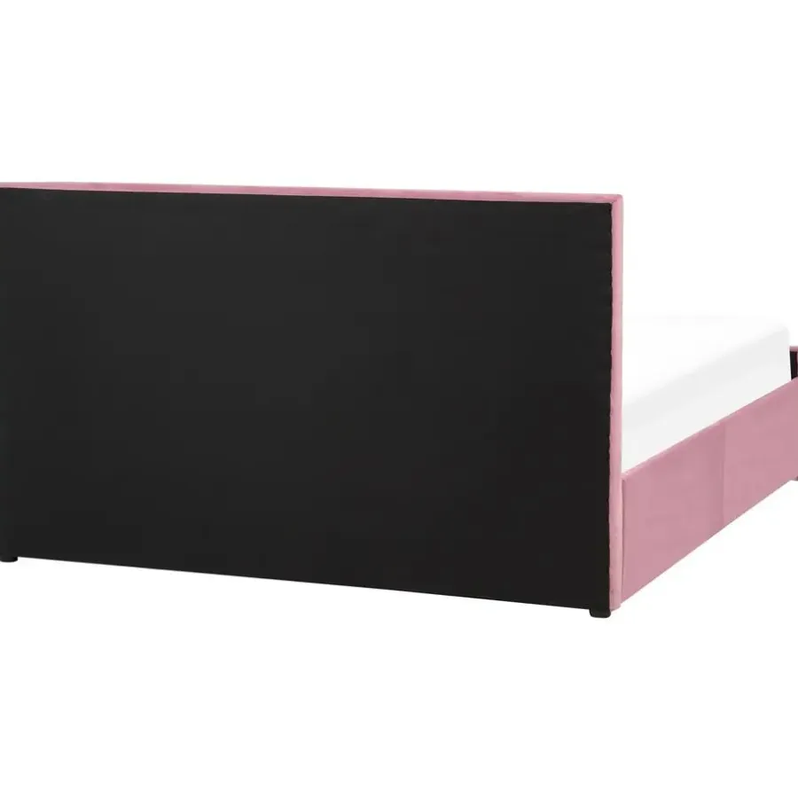 2-Persoons Bedden-Beliani ROCHEFORT - Tweepersoonsbed - Roze - 160 x 200 cm - Fluweel