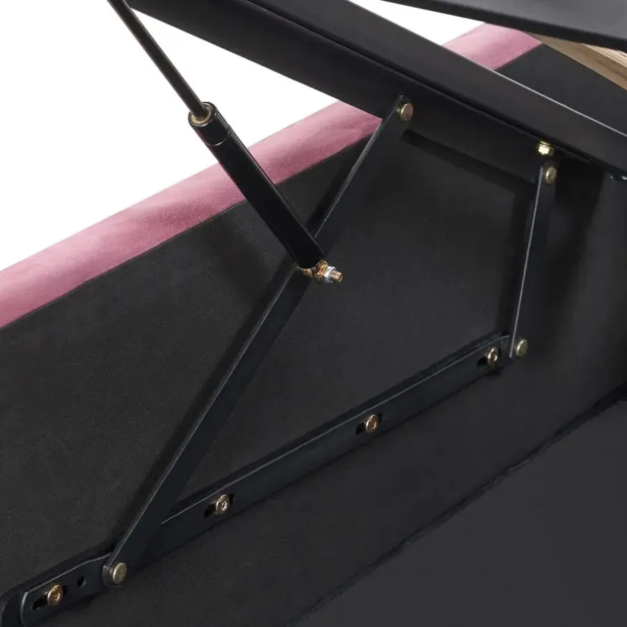 2-Persoons Bedden-Beliani ROCHEFORT - Tweepersoonsbed - Roze - 160 x 200 cm - Fluweel