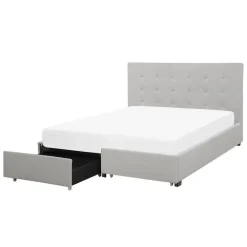 2-Persoons Bedden-Beliani ROCHELLE - Bed opbergruimte - Lichtgrijs - 140 x 200 cm - Polyester