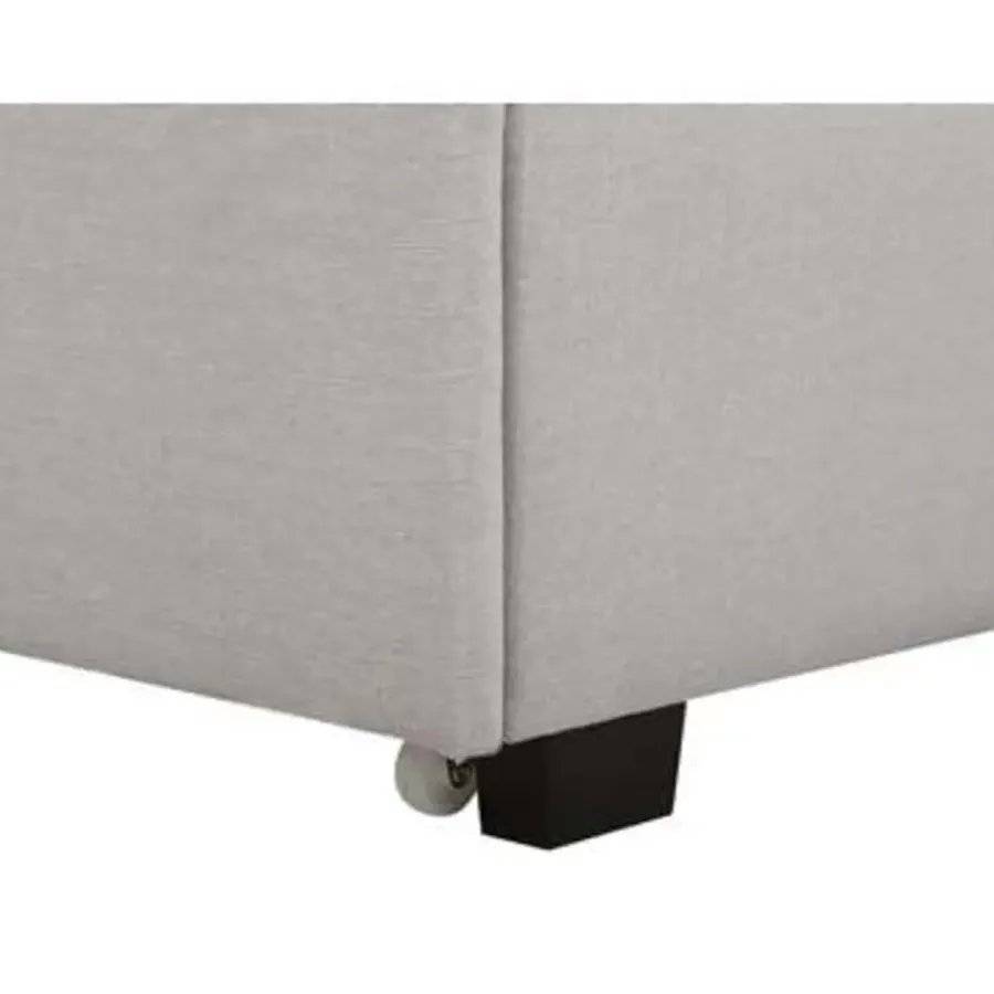 2-Persoons Bedden-Beliani ROCHELLE - Bed opbergruimte - Lichtgrijs - 140 x 200 cm - Polyester