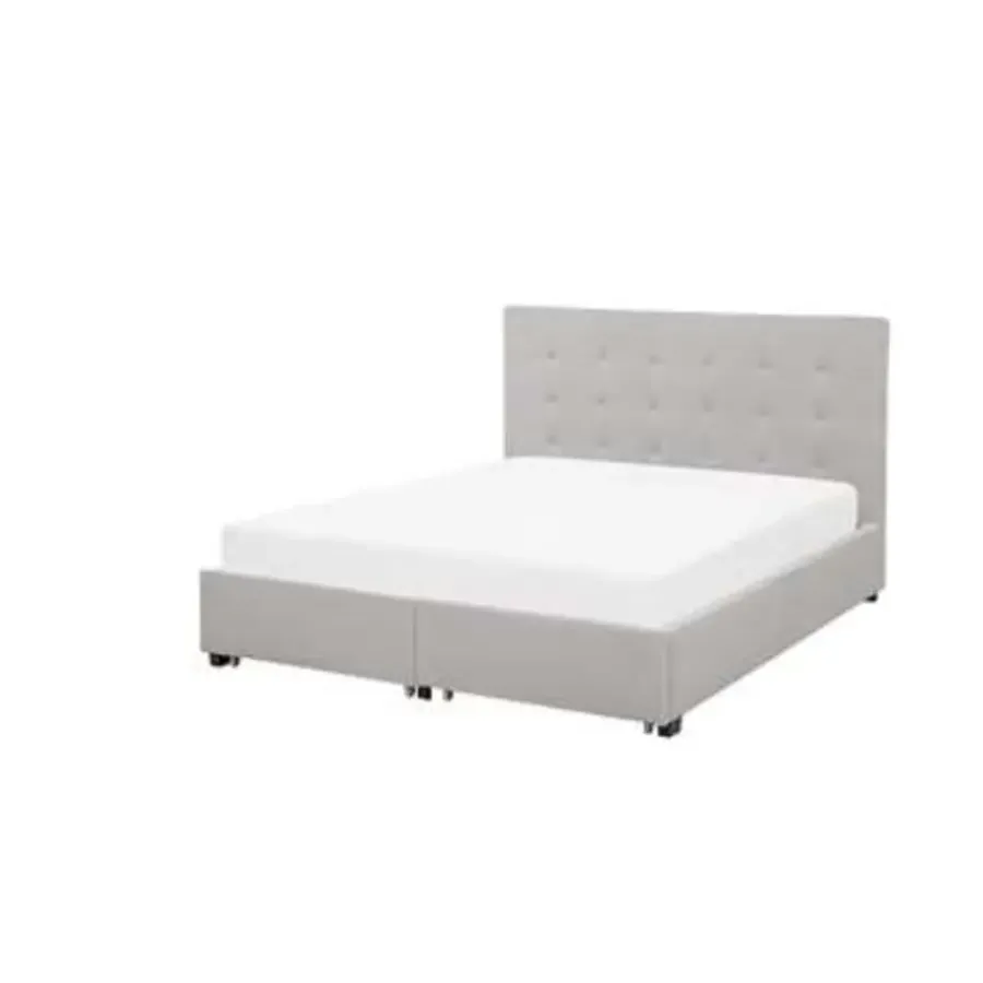 2-Persoons Bedden-Beliani ROCHELLE - Bed opbergruimte - Lichtgrijs - 140 x 200 cm - Polyester