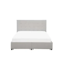 2-Persoons Bedden-Beliani ROCHELLE - Bed opbergruimte - Lichtgrijs - 140 x 200 cm - Polyester
