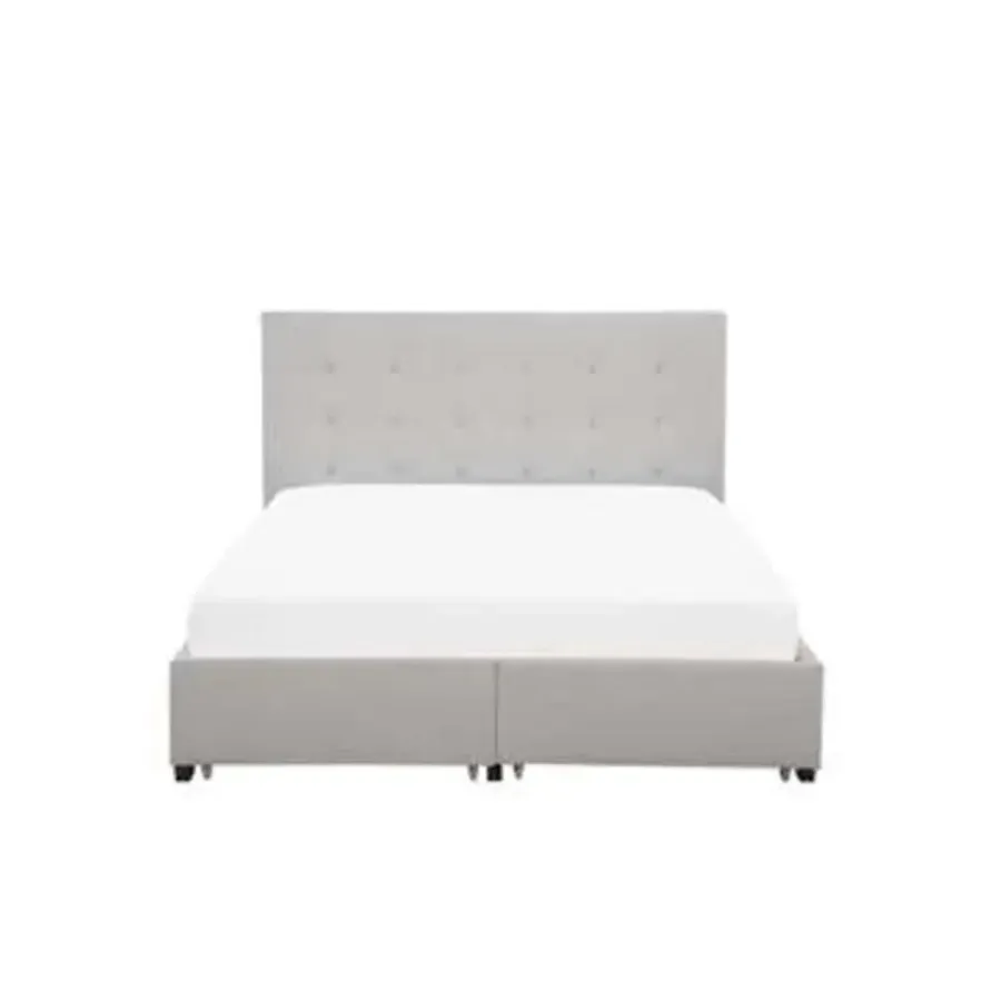 2-Persoons Bedden-Beliani ROCHELLE - Bed opbergruimte - Lichtgrijs - 140 x 200 cm - Polyester