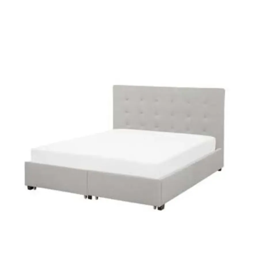 2-Persoons Bedden-Beliani ROCHELLE - Bed opbergruimte - Lichtgrijs - 140 x 200 cm - Polyester