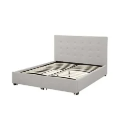 2-Persoons Bedden-Beliani ROCHELLE - Bed opbergruimte - Lichtgrijs - 140 x 200 cm - Polyester