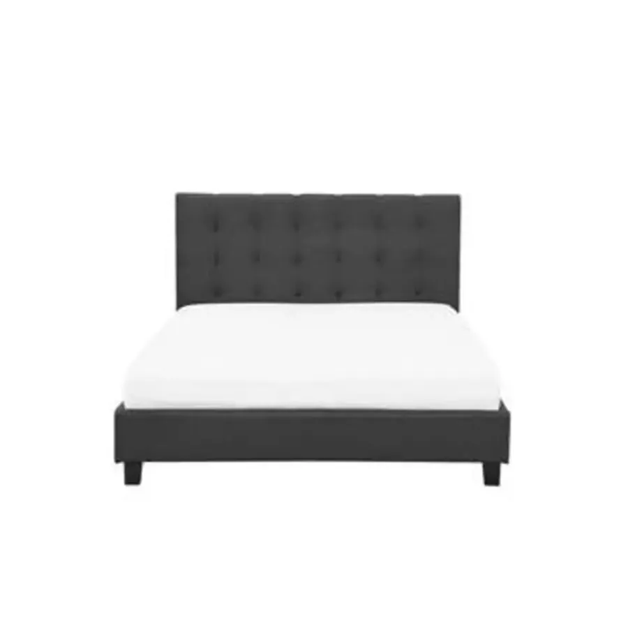 2-Persoons Bedden-Beliani ROCHELLE - Tweepersoonsbed - Donkergrijs - 140 x 200 cm - Polyester