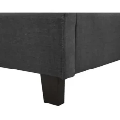 2-Persoons Bedden-Beliani ROCHELLE - Tweepersoonsbed - Donkergrijs - 140 x 200 cm - Polyester