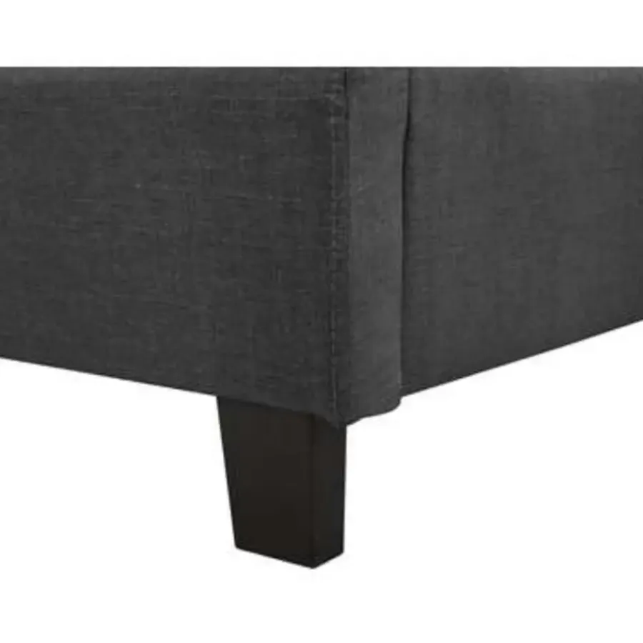 2-Persoons Bedden-Beliani ROCHELLE - Tweepersoonsbed - Donkergrijs - 140 x 200 cm - Polyester