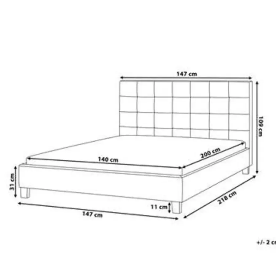2-Persoons Bedden-Beliani ROCHELLE - Tweepersoonsbed - Donkergrijs - 140 x 200 cm - Polyester