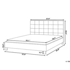 2-Persoons Bedden-Beliani ROCHELLE - Tweepersoonsbed - Donkergrijs - 140 x 200 cm - Polyester