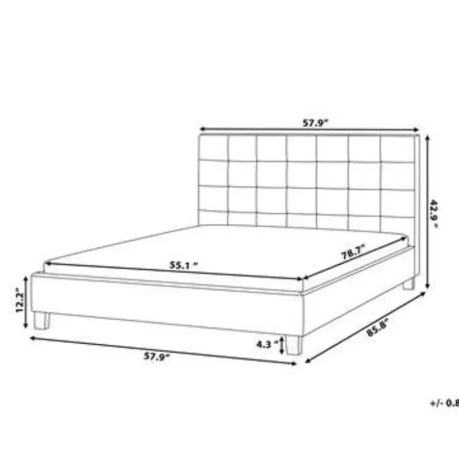 2-Persoons Bedden-Beliani ROCHELLE - Tweepersoonsbed - Donkergrijs - 140 x 200 cm - Polyester