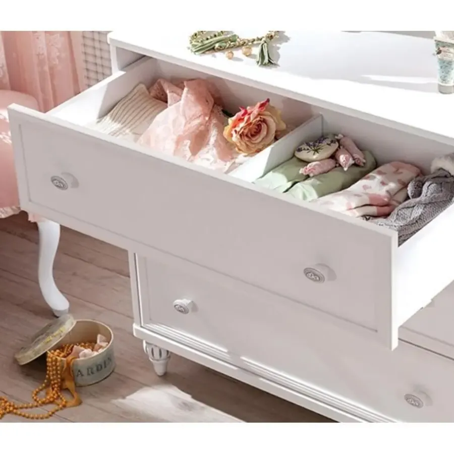 Leen Bakker Romance commode kinderladekast meisjes met spiegel