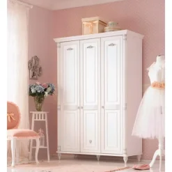Kinderkledingkasten-Leen Bakker Romantic 3 deurs kledingkast meisjes kamer