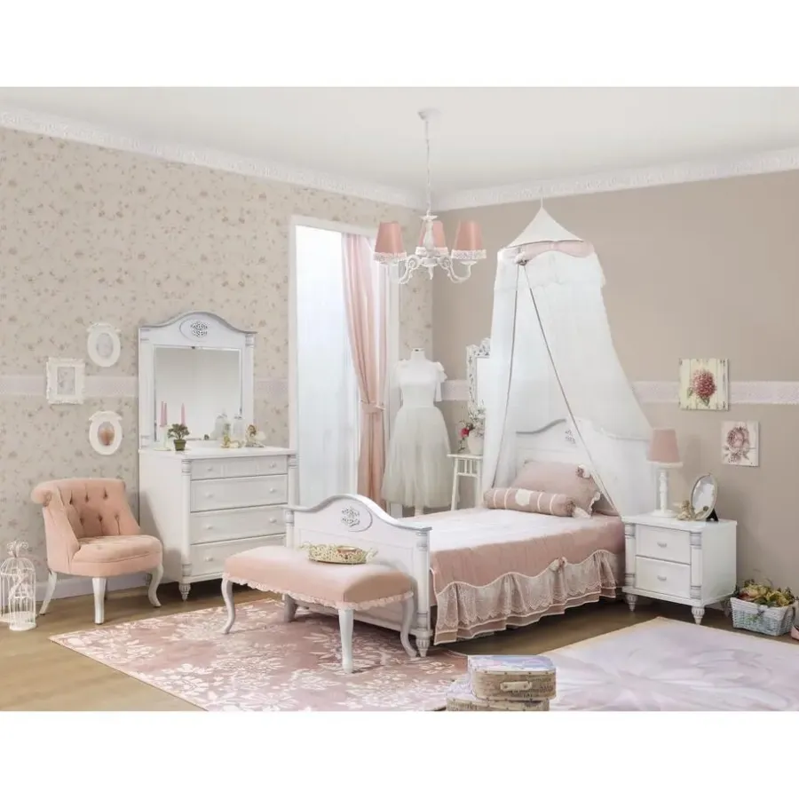 Merkloos Romantic meisjes bed kinderkamer 200 x 100 cm