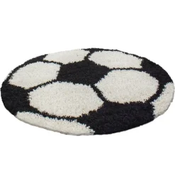 Vloerkleden|Vloerkleden Kinderkamer-Muratap Rond Fun Voetbal Vloerkleed Kinderkamer - Ø100 cm - Zwart Wit - Kids Speeltapijt